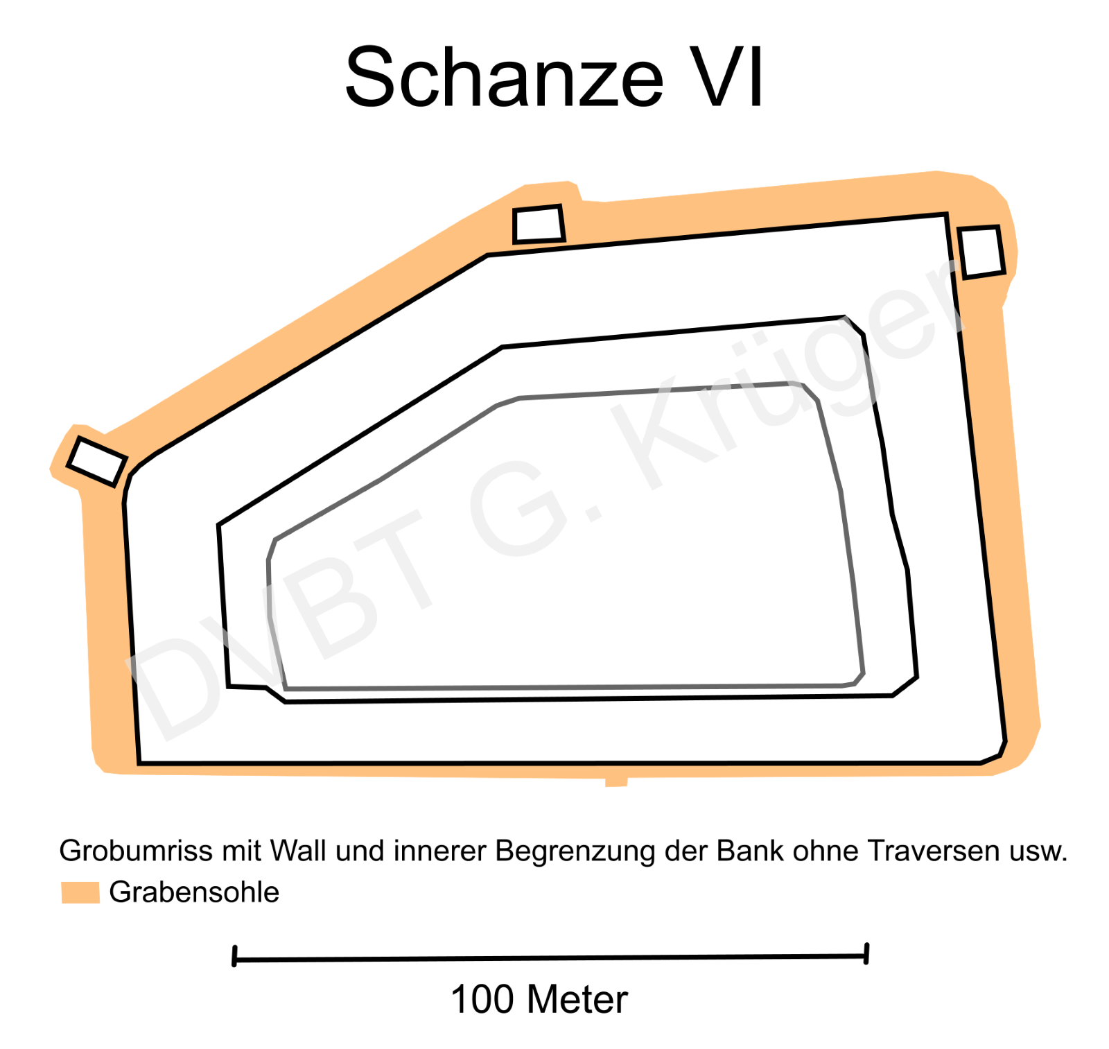 Vereinfachter Grundriss Schanze VI